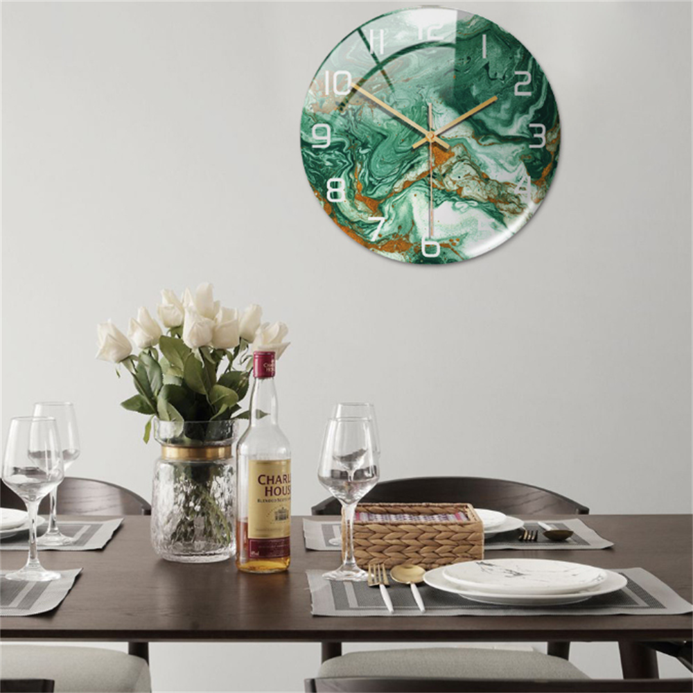 StoneAura – Wandklok Marmerlook – Stille Moderne Woondecoratie