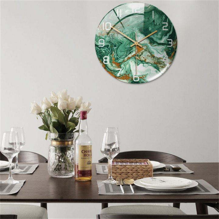 StoneAura – Wandklok Marmerlook – Stille Moderne Woondecoratie