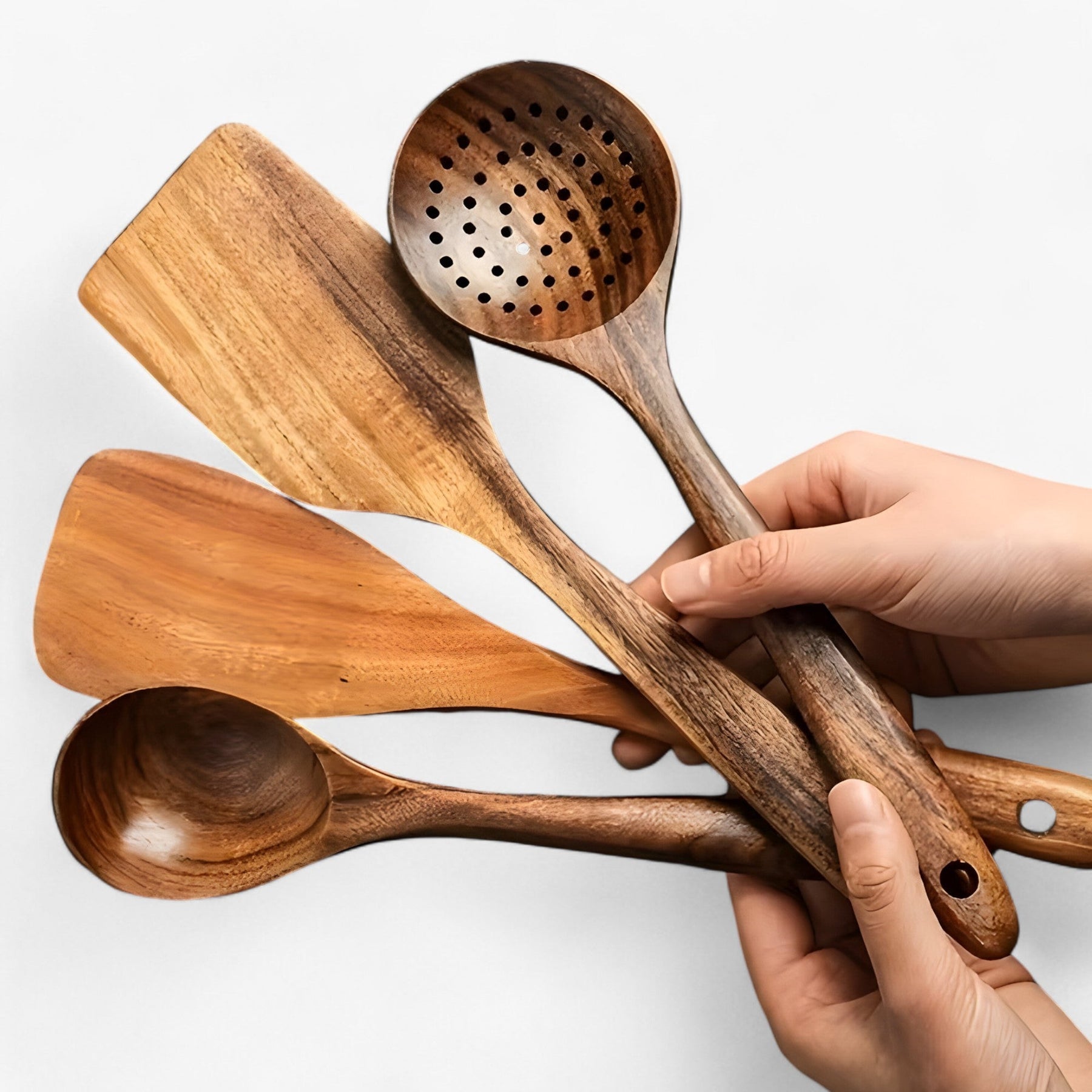 WoodCharm – 11-delige houten keukenset – Veilig voor anti-aanbak pannen