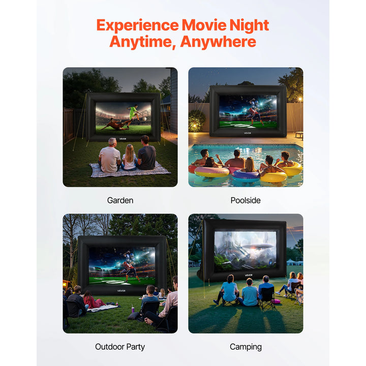 SucceBuy 14/15/16/18/20 FT Inflatable Projector Screen with 120W Air Blower Projector Screen for Outdoor Theater Theme Party VestraGear