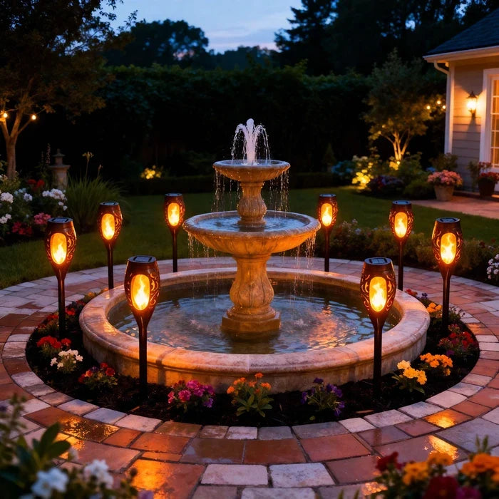 Solar Flame Garden Torch – Flickering Amber Light with Automatic Dusk Switch Tevako