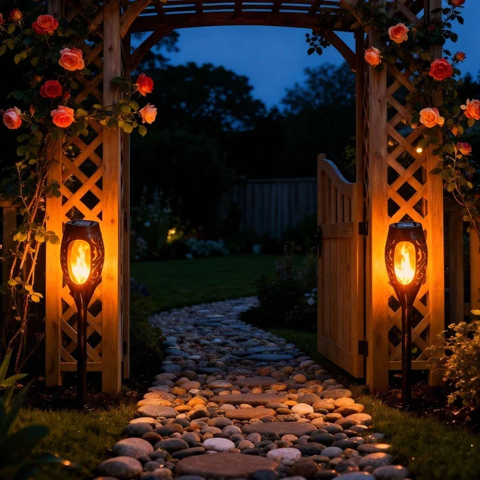 Solar Flame Garden Torch – Flickering Amber Light with Automatic Dusk Switch Tevako