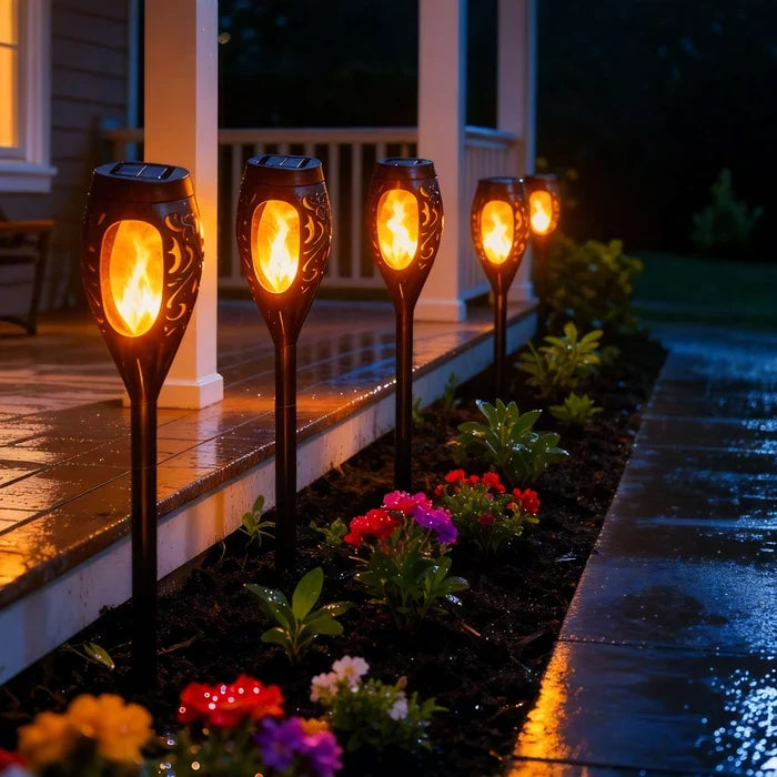 Solar Flame Garden Torch – Flickering Amber Light with Automatic Dusk Switch Tevako