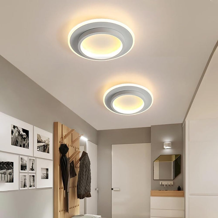 Eldaro Lámpara de techo – Lámpara de techo LED redonda de metal y acrílico con diseño moderno minimalista
