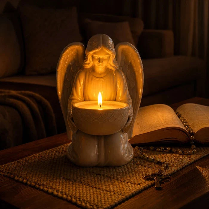 Angel Candle Holder – Curved Tabletop Figure with a Smooth Polished Finish Tevako