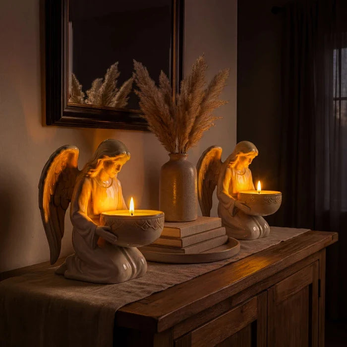 Angel Candle Holder – Curved Tabletop Figure with a Smooth Polished Finish Tevako