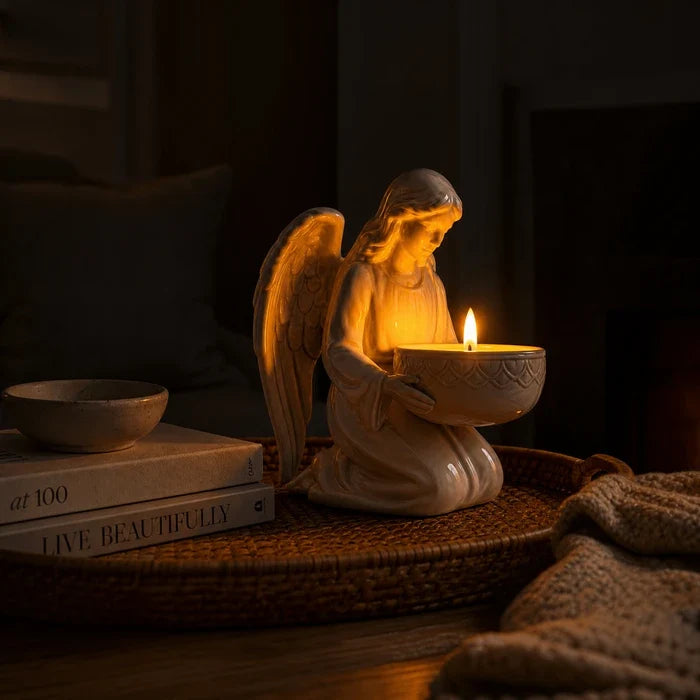 Angel Candle Holder – Curved Tabletop Figure with a Smooth Polished Finish Tevako