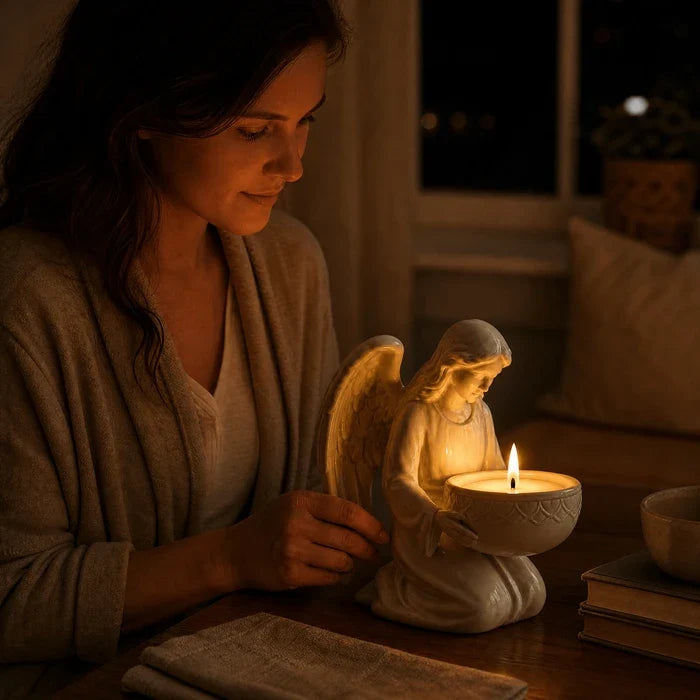 Angel Candle Holder – Curved Tabletop Figure with a Smooth Polished Finish Tevako