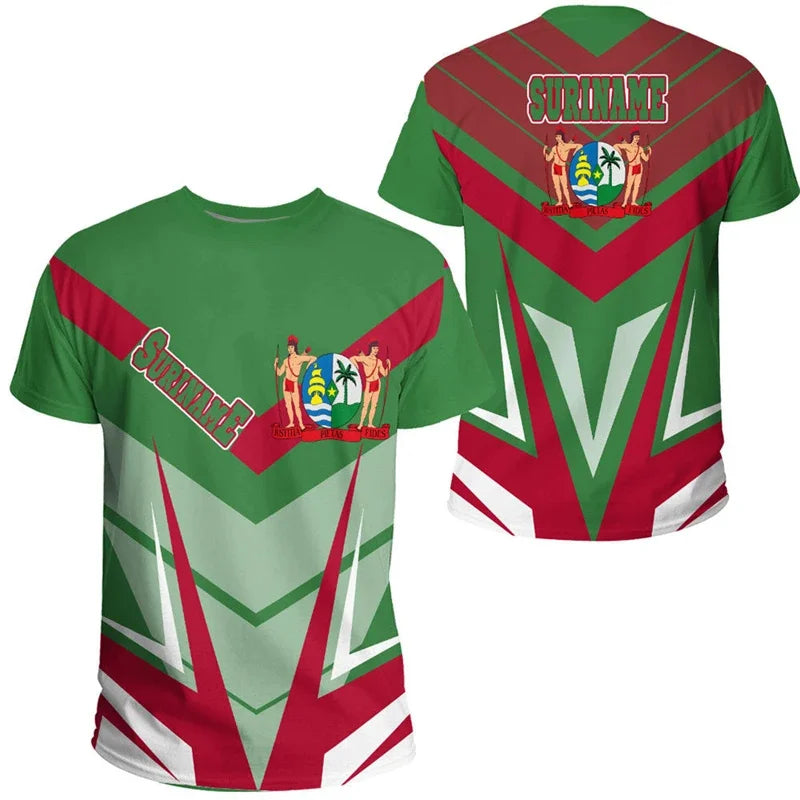 Surinam Flag Graphic T Shirt For Men Suriname National Emblem 3D Printed T-Shirts Summer Bolivian Boy Sport Tops Street Tees VestraGear