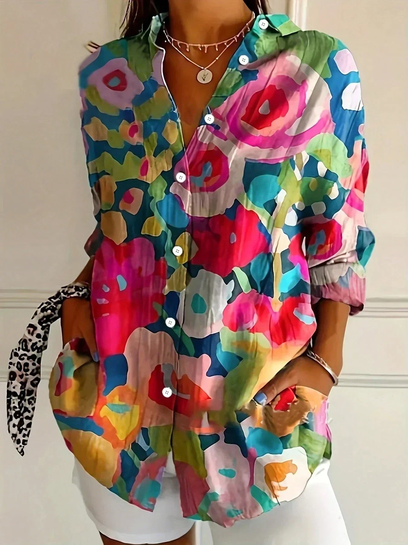 Damesblouse met kleurrijke print – Comfortabele, flatterende pasvorm