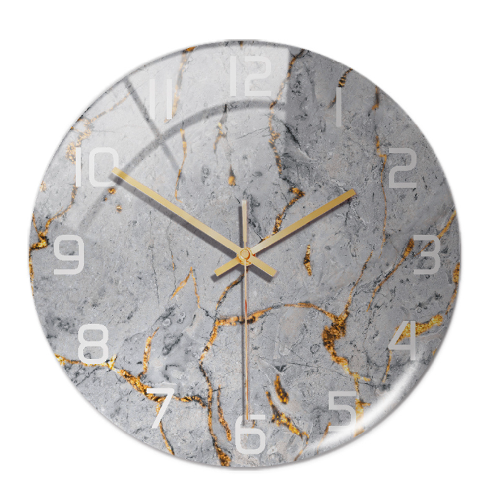 StoneAura – Wandklok Marmerlook – Stille Moderne Woondecoratie