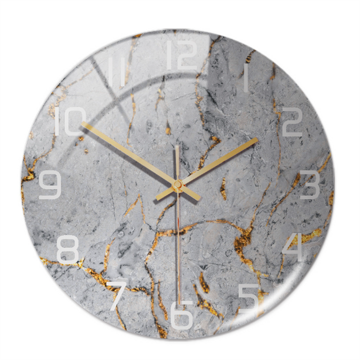 StoneAura – Wandklok Marmerlook – Stille Moderne Woondecoratie