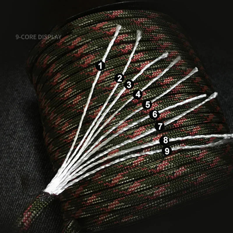 100m Norvo Survival Paracord – 9-Kern Militaire 550 Paracord Touw voor Outdoor &amp; Handwerk Vestragear