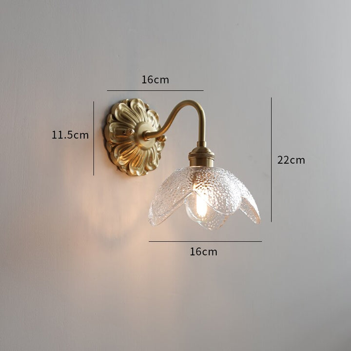 Wandlamp – Vintage Koperen Design met Matglazen Kap &amp; Warme LED-Verlichting