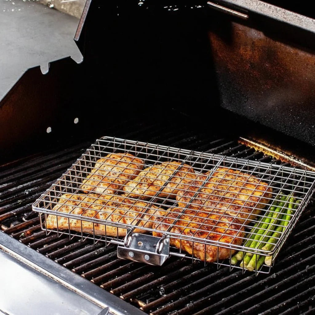 GRILLBASK – Portable Stainless Steel Grill Basket for Fish & Vegetables Vestragear