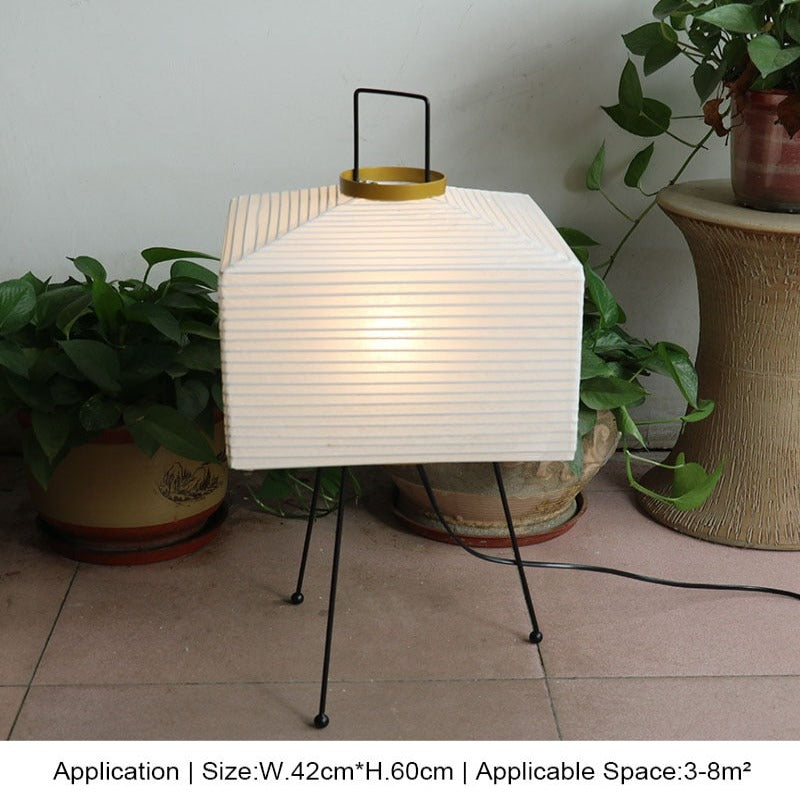 Lámpara de pie Yukari – Diseño japonés Wabi-Sabi con pantalla de papel de arroz y luz LED cálida