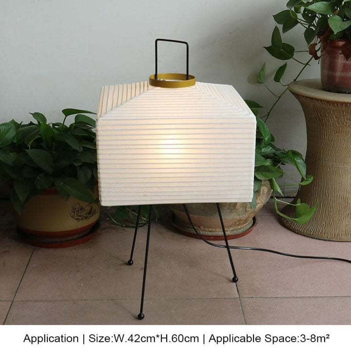 Lámpara de pie Yukari – Diseño japonés Wabi-Sabi con pantalla de papel de arroz y luz LED cálida