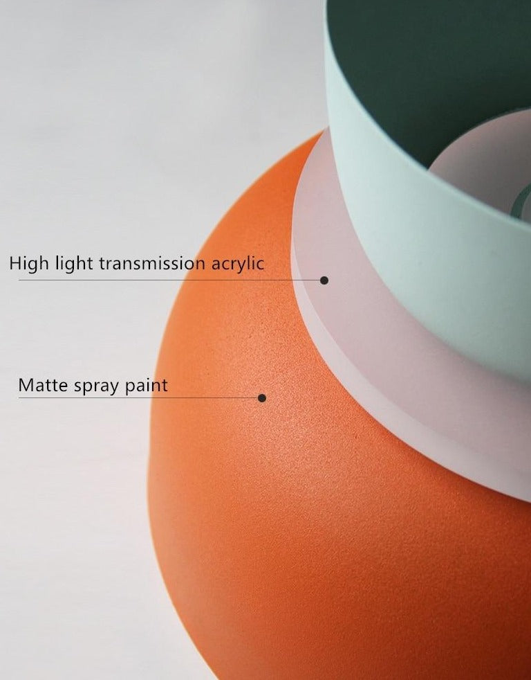 Lámpara colgante Lunora Saturn Halo – Aluminio moderno con acento colorido