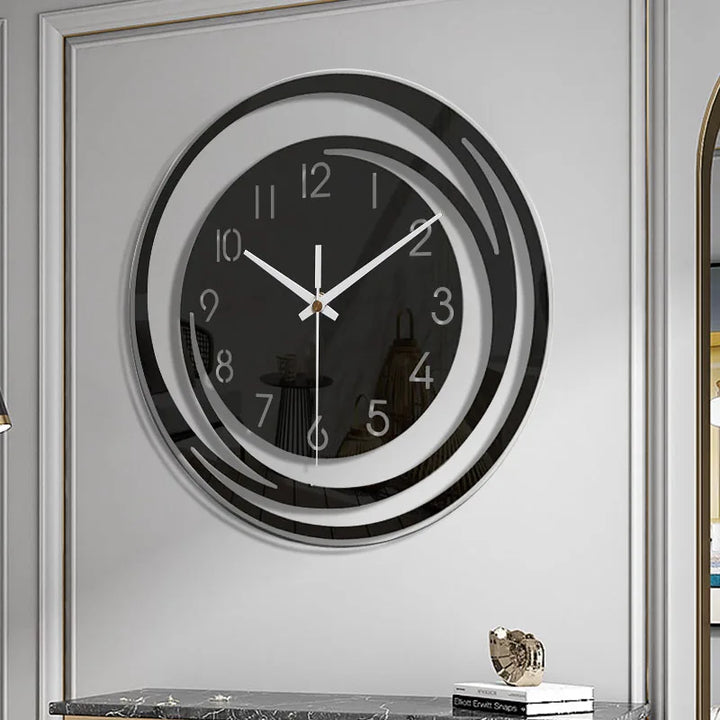 NordicMoments – Reloj de Pared de Acrílico Negro Silencioso – Diseño Escandinavo Moderno