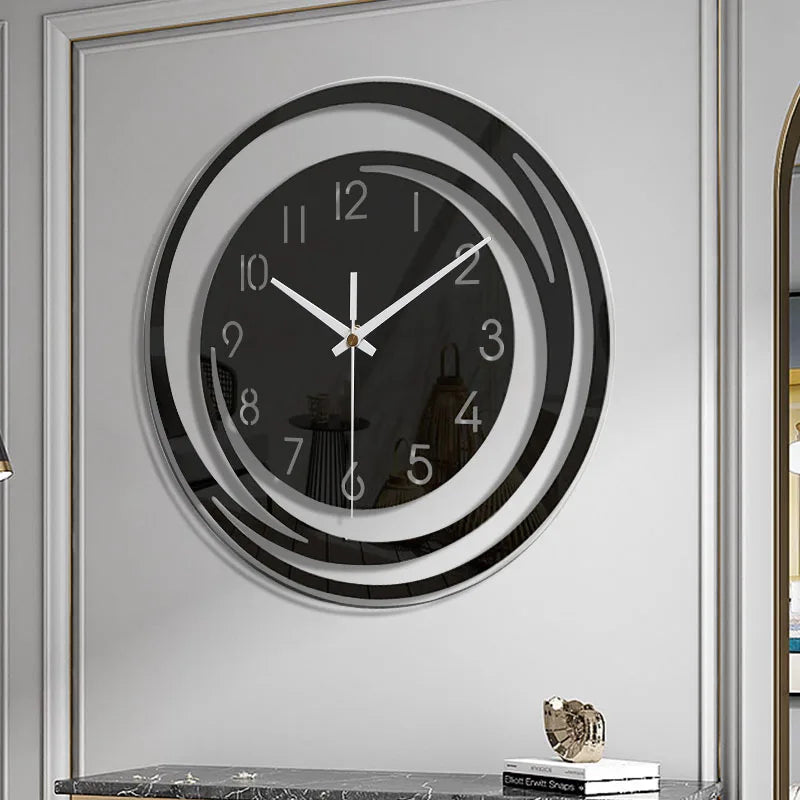 NordicMoments – Reloj de Pared de Acrílico Negro Silencioso – Diseño Escandinavo Moderno