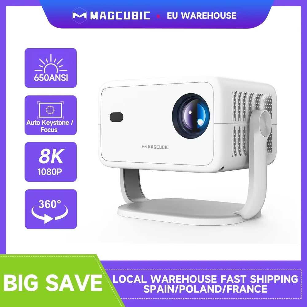 Magcubic Native 1080P 650ANSI 8K Android14 L018 Projector With Auto Keystone Correction Focus Wifi6 BT5.4 Portable Movie Outdoor VestraGear