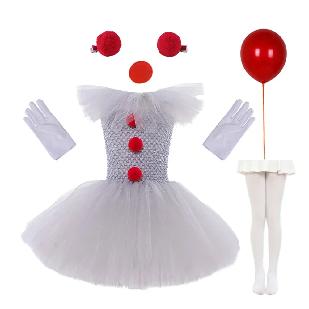 GrimJester – Tutú de payaso vestido para niñas – Disfraz de Halloween