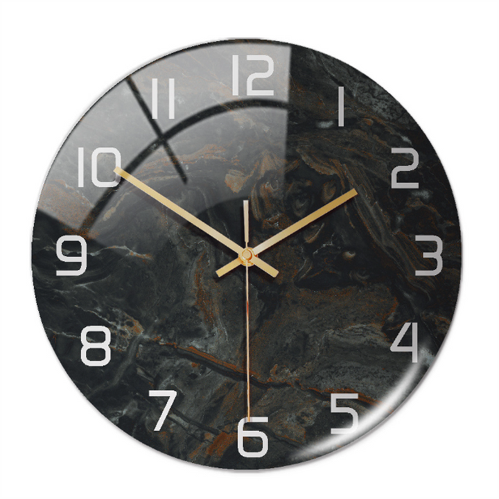 StoneAura – Wandklok Marmerlook – Stille Moderne Woondecoratie