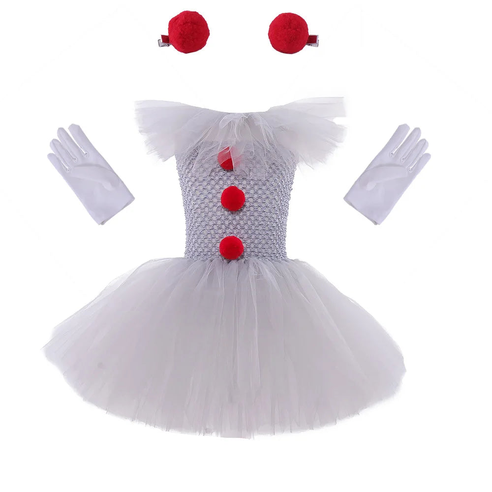 GrimJester – Tutú de payaso vestido para niñas – Disfraz de Halloween