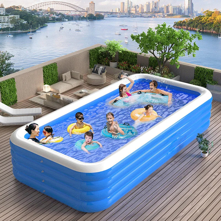 Aufblasbarer Pool – Großes rechteckiges Familienbecken für Garten &amp; Terrasse Bolendo