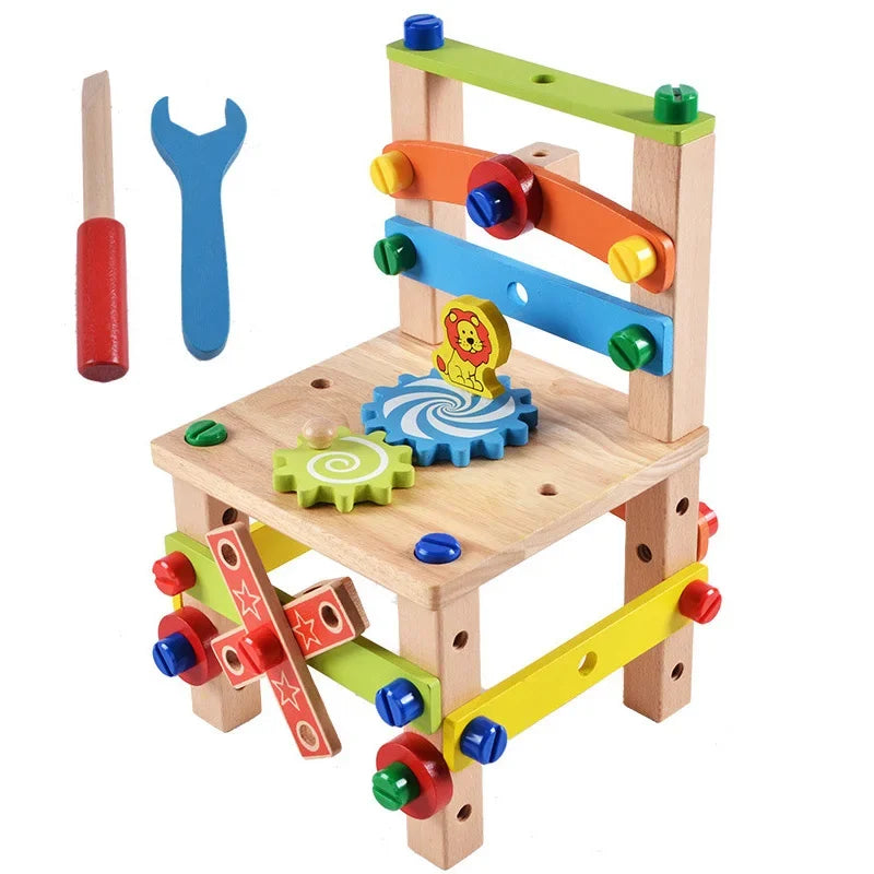 BuildBuddy Cassetta degli attrezzi – Giocattolo da costruzione in legno Montessori per bambini