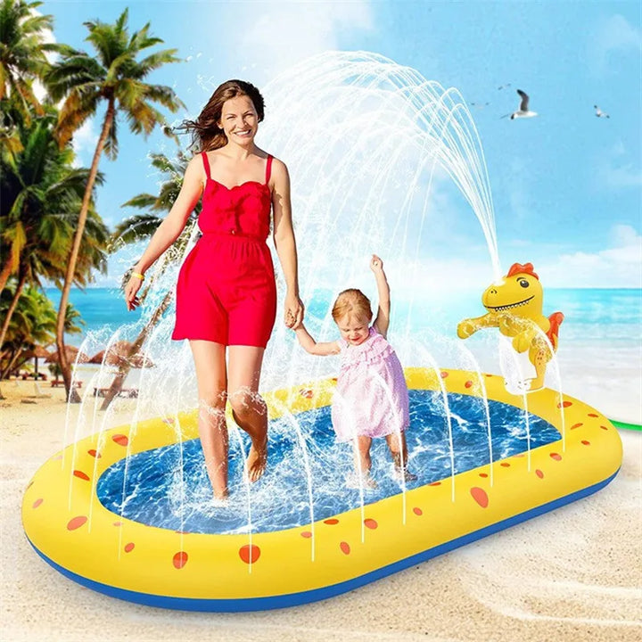 Wasserspielmatte Dinosaurier – Aufblasbarer Planschbereich mit Sprinklerfunktion Bolendo