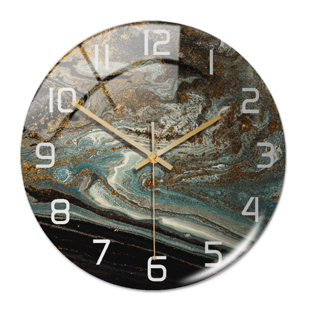 StoneAura – Wandklok Marmerlook – Stille Moderne Woondecoratie