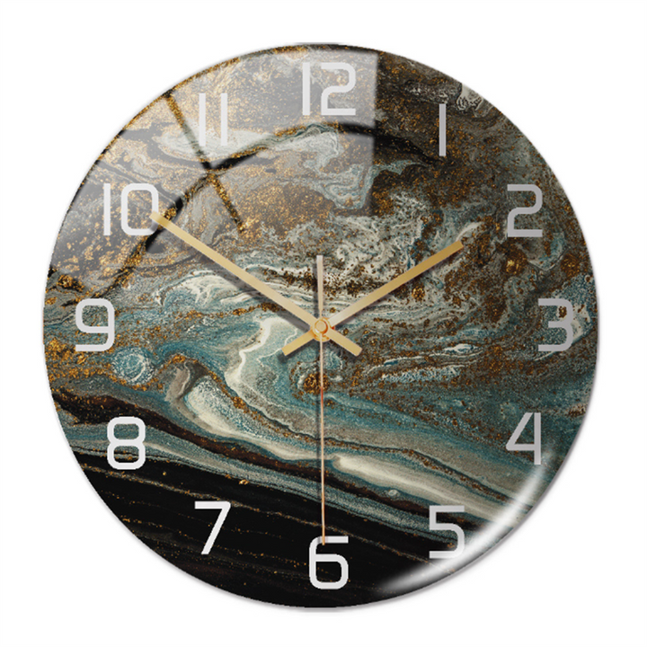 StoneAura – Wandklok Marmerlook – Stille Moderne Woondecoratie
