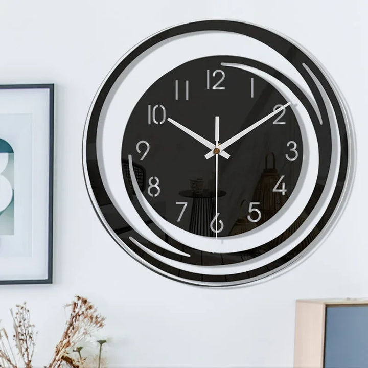 NordicMoments – Reloj de Pared de Acrílico Negro Silencioso – Diseño Escandinavo Moderno