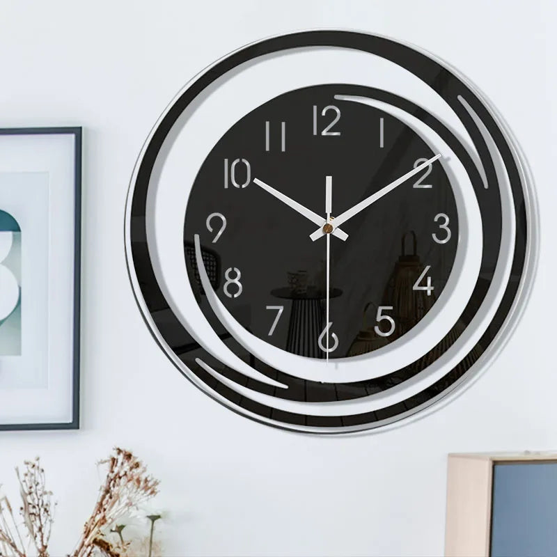 NordicMoments – Reloj de Pared de Acrílico Negro Silencioso – Diseño Escandinavo Moderno
