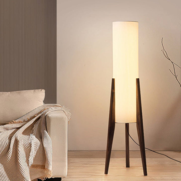 Scandinavische Vloerlamp van Walnoothout met Dimbare LED voor Woonkamer 1