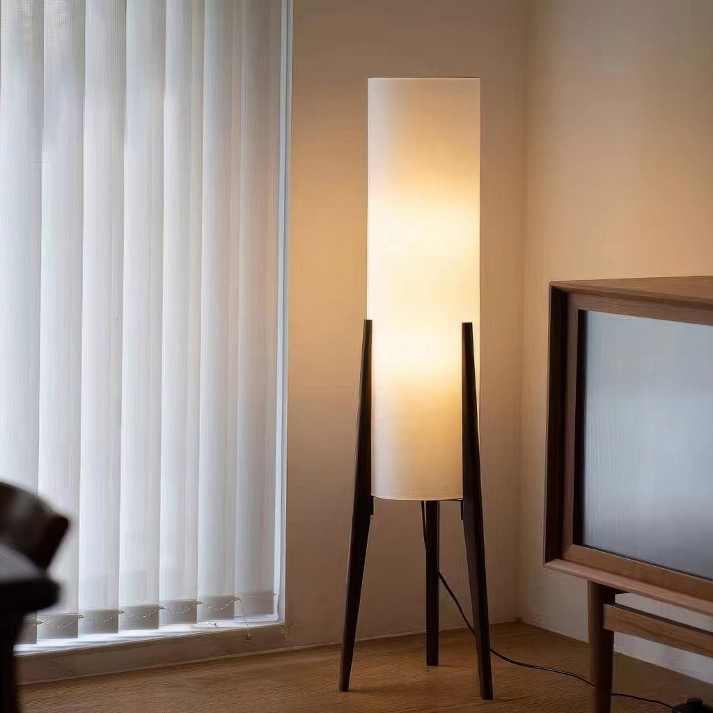 Scandinavische Vloerlamp van Walnoothout met Dimbare LED voor Woonkamer 2