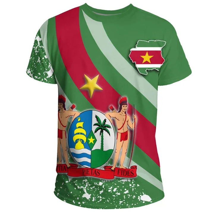 Surinam Flag Graphic T Shirt For Men Suriname National Emblem 3D Printed T-Shirts Summer Bolivian Boy Sport Tops Street Tees VestraGear