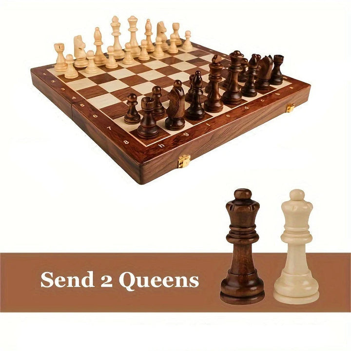 Schaakspel Massief Hout Opklapbaar Klassiek Strategiespel Handgemaakt Kwaliteitsbord 39x39 cm Premium | Sansoti 2