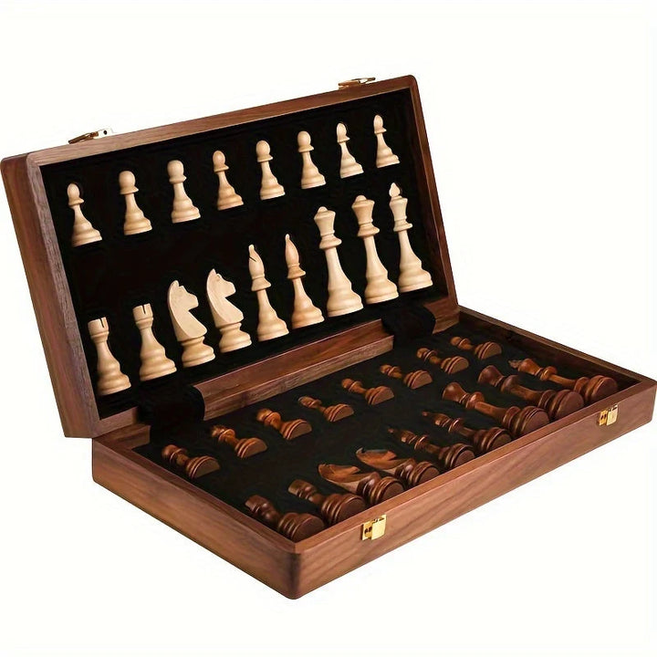 Schaakspel Massief Hout Opklapbaar Klassiek Strategiespel Handgemaakt Kwaliteitsbord 39x39 cm Premium | Sansoti 3