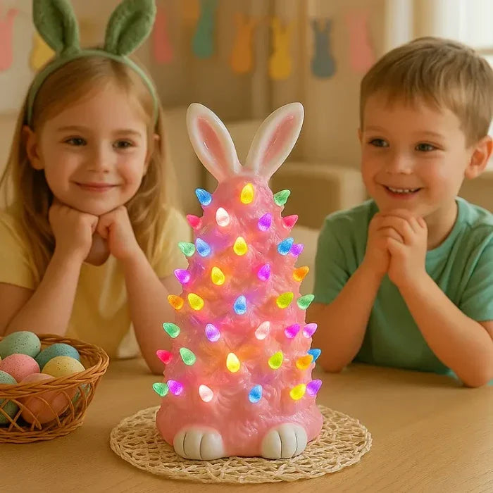 Pink Bunny Lamp – Soft Pink Rabbit Figure That Glows in Rainbow Colors Tevako
