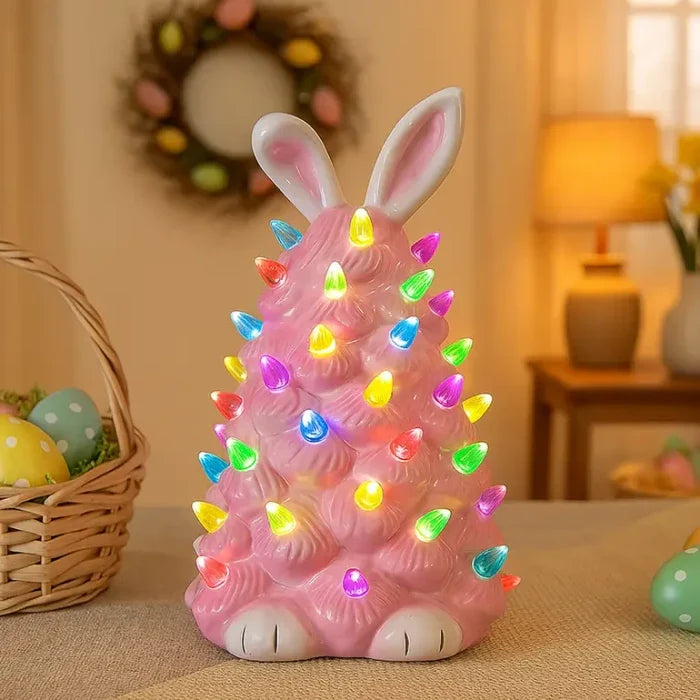 Pink Bunny Lamp – Soft Pink Rabbit Figure That Glows in Rainbow Colors Tevako