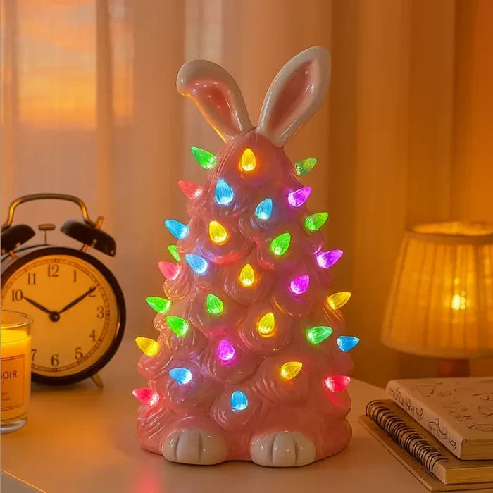 Pink Bunny Lamp – Soft Pink Rabbit Figure That Glows in Rainbow Colors Tevako