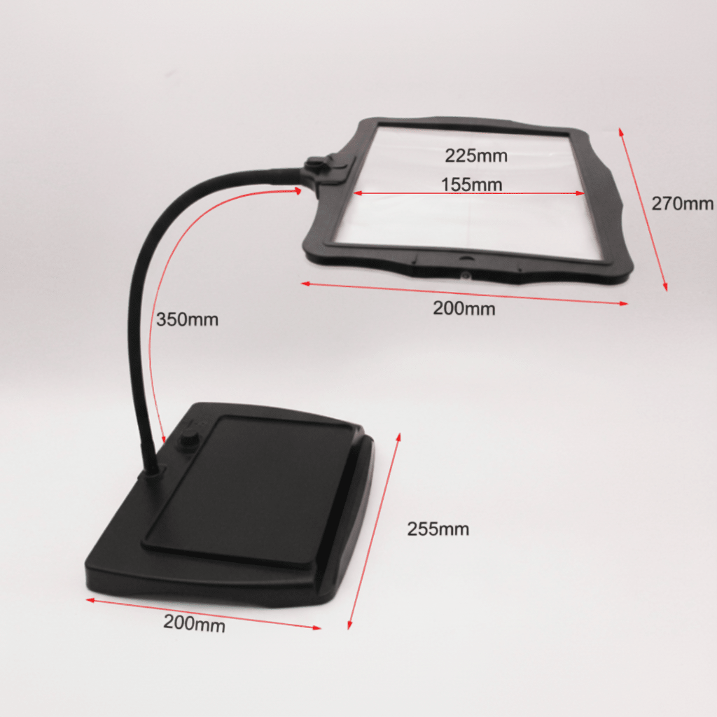 Lente d'ingrandimento con LED – ingrandimento 3×, collo d'oca flessibile e base stabile