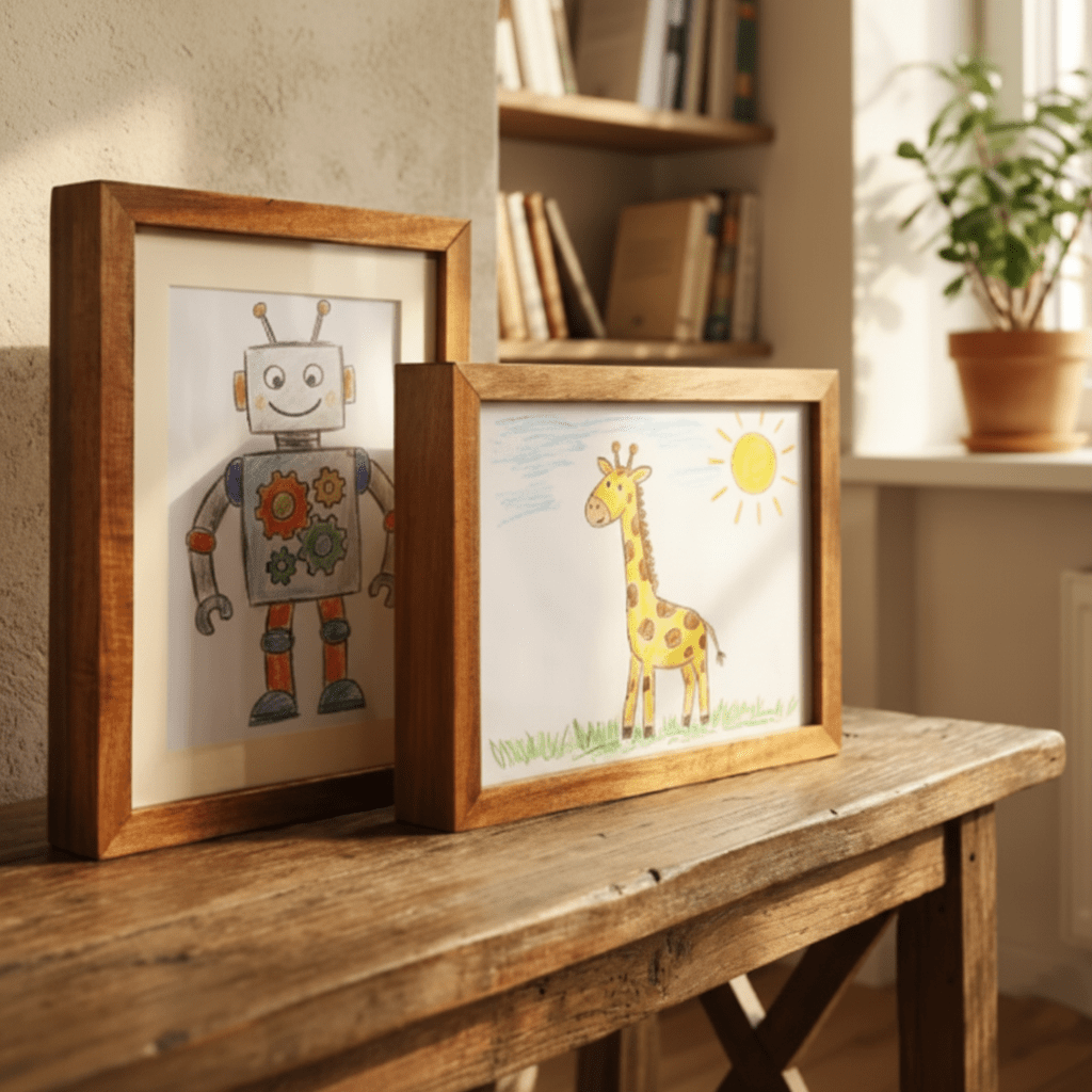 SKETCHBOX – Display frame in wood look with built-in storage space Bolendo
