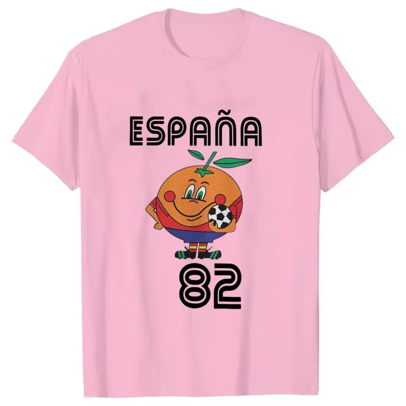 Naranjito T Shirt Men Women's T-Shirt Crewneck Espana 82 Spain Mascot 1982 Soccer Football Tee Shirt Clothing Plus Size VestraGear