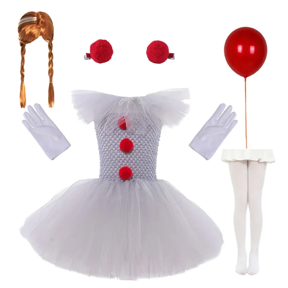 GrimJester – Tutú de payaso vestido para niñas – Disfraz de Halloween