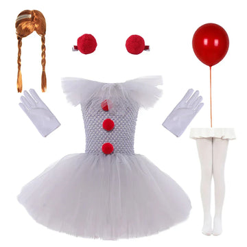 GrimJester – Tutú de payaso vestido para niñas – Disfraz de Halloween