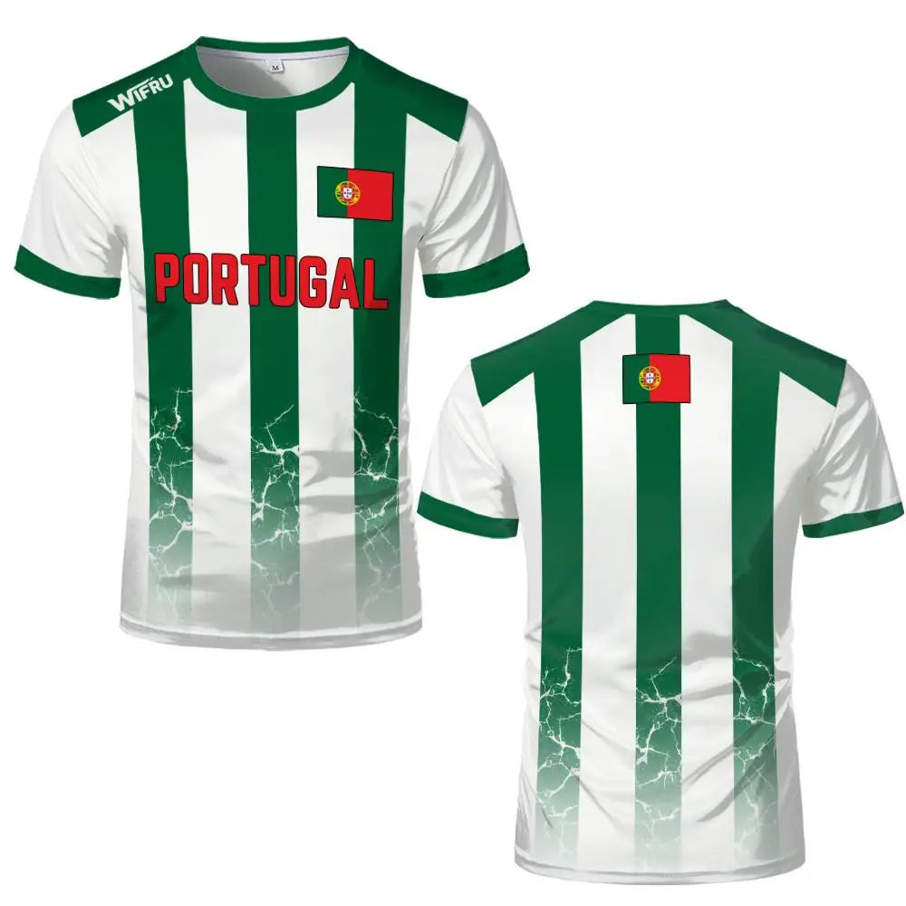 2026 New Portugal Flag Print Jersey Summer Outdoor Breathable Quick-drying Football Tee Men&