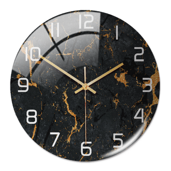 StoneAura – Wandklok Marmerlook – Stille Moderne Woondecoratie
